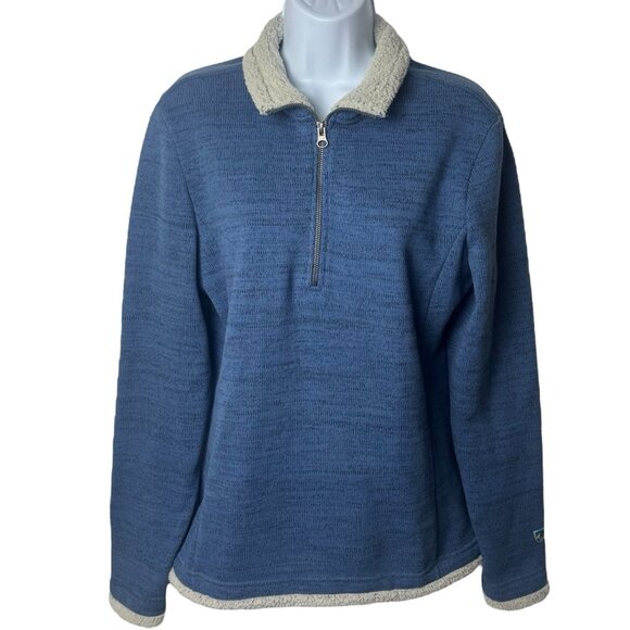 Kuhl Blue Quarter Zip Mock Neck Sherpa Lined Fleece Pullover Cabincore Hiking L - Picture 2 of 12